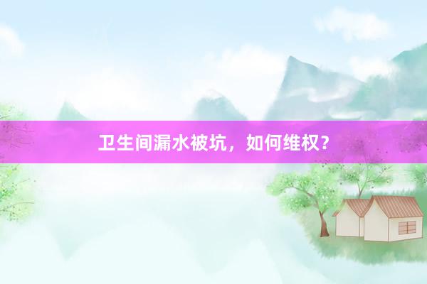 卫生间漏水被坑，如何维权？